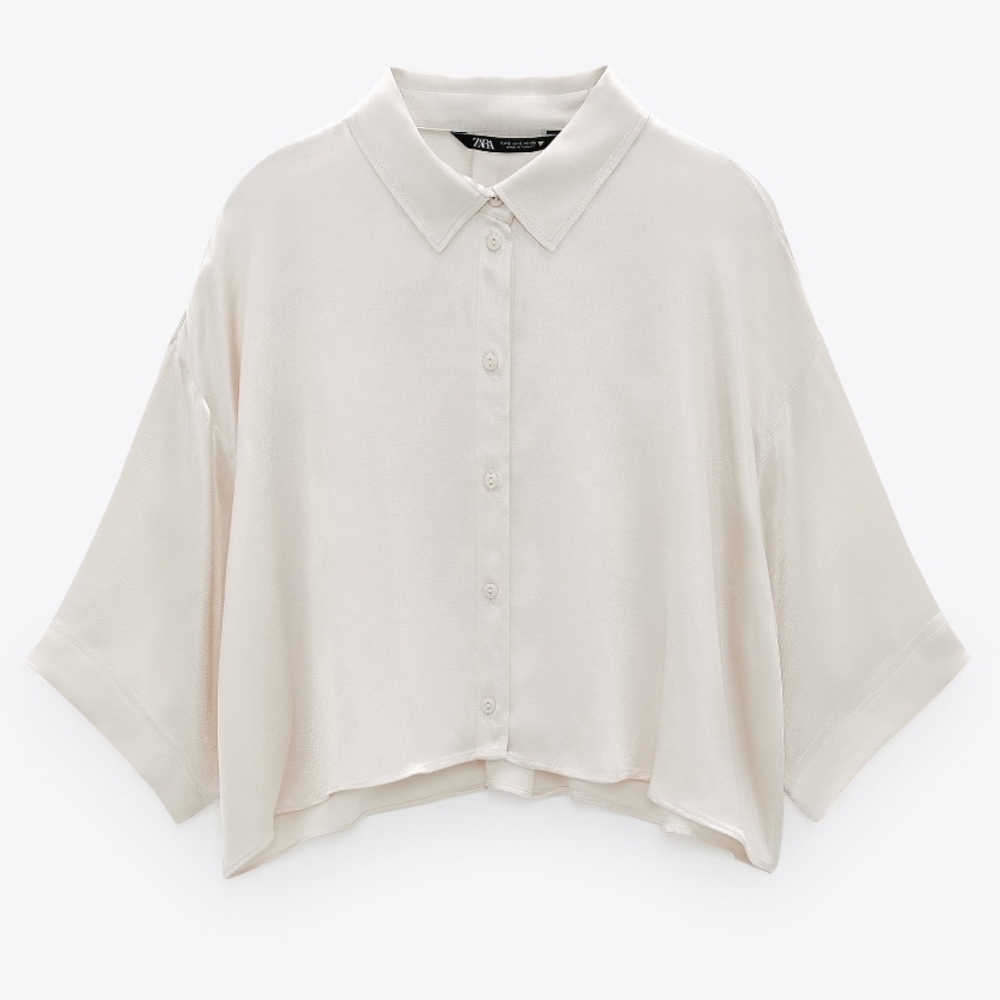 NWT Zara crop button up shirt
